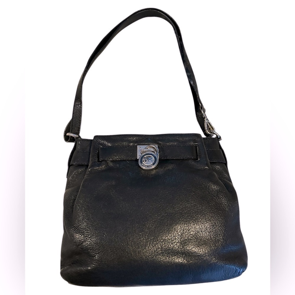Michael Kors Traveler Top Zip Messenger Black Leather Crossbody Bag